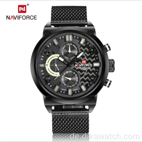 NAVIFORCE 9068 Wasserdichte Sport Herrenuhr Student Quarz Multifunktionsarmbanduhren